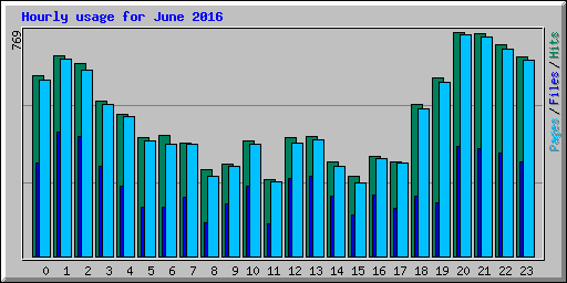 Hourly usage for June 2016